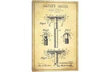 Image of iCanvas Razor Vintage Patent BluePrint,26x18 by Aged Pixel Canvas,26x18, 26 x 18 ADP237-1PC3-26x18