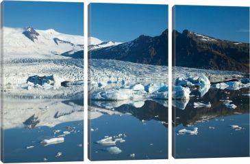 Image of iCanvas Reflection Of Fjallsjokull I, Fjallsarlon Glacier Lake, Vatnajokull National Park, Sudurland, Iceland by Gareth McCormack Canvas Print, Multi, 40 x 60 GAR73-3PC3-60x40
