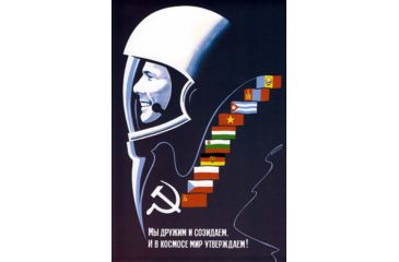 Image of iCanvas Soviet Space Poster Of Cosmonaut Yuri Gagarin by Stocktrek Images Canvas Print, Multi, 18x12 TRK42-1PC3-18x12