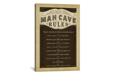 Image of iCanvas Man Cave Rules by Anderson Design Group Print, Multi, 26x18x0.75 ADG262-1PC3-26x18