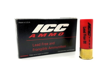 Image of ICC Ammo 12 gauge 338 Grain Lead-Free 00 Buck Plastic Pistol Ammo, 5 Rounds, 012-008WM-B