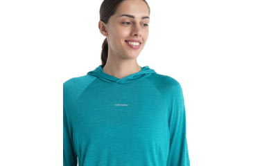 Image of Icebreaker 125 Cool-Lite Sphere Long Sleeve Hoodie - Womens, Flux Green, Medium, IB0A56EX861M
