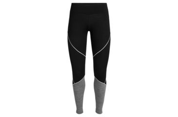 Image of Icebreaker 200 Oasis Deluxe Leggings - Womens, Black/Gritstone HTHR, Large, 104386A04L