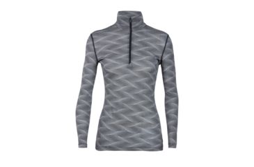 Image of Icebreaker 200 Oasis Long Sleeve Half Zip Curve - Womens, Black/Snow, Extra Small, 104381-001-XS