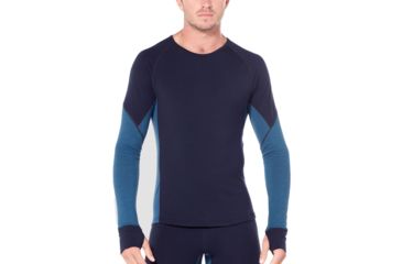 Image of Icebreaker 260 Zone Long Sleeve Crewe - Mens, Midnight Navy/SURF, Extra Large, 104360B04XL