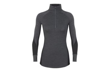Image of Icebreaker 261 Zone Long Sleeve Half Zip - Womens, Jet Heather/Black/Snow, Small, 104394-001-S