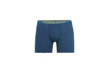 Image of Icebreaker Anatomica Boxers - Mens, Prussian Blue/Ginger/Stripe, Small, 103029-415-S