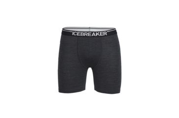 Image of Icebreaker Anatomica Long Boxers, Mens, Jet Hthr/Black, Medium, 103055005M