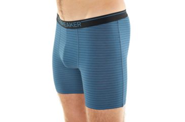 Image of Icebreaker Anatomica Long Boxers - Mens, Thunder/Black/Stripe, M, 103055409M
