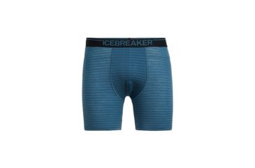 Image of Icebreaker Anatomica Long Boxers - Mens, Thunder/Black/Stripe, M, 103055409M