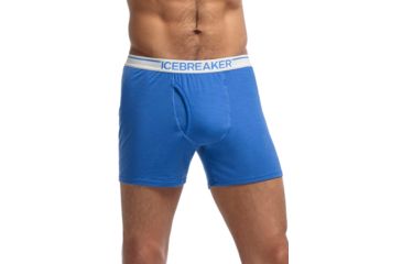 Image of Icebreaker Anatomica Relaxed Boxer with Fly - Men's-Cadet/White-X-Large