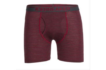 Image of Icebreaker Anatomica Relaxed Boxer with Fly - Men's-Stripe Oxblood/Jet Heather-X-Large