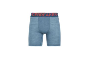 Image of Icebreaker Anatomica Zone Long Boxers - Mens, Granite Blue Heather/Chili Red, Small, 104114-403-S