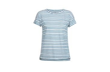 Image of Icebreaker Aria Short Sleeve Scoop Pulled Lines, Snow/Prussian Blue, L, 104092101L