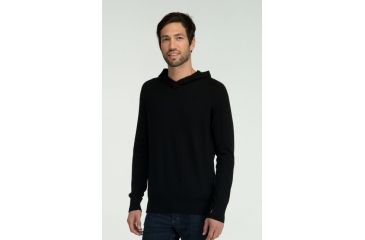 Image of Icebreaker Aries Long Sleeve Hood - Men's-Black-Small