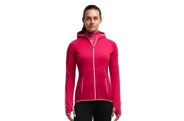 Image of Icebreaker Atom Long Sleeve Hood Jacket - Women's-Garnet/Shocking/White-Medium