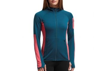 Image of Atom Long Sleeve Hood Jacket - Womens-Night/Grapefruit/Night-X-Small