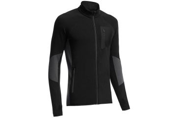 Image of Icebreaker Atom Long Sleeve Zip - Mens-Black/Monsoon-Large