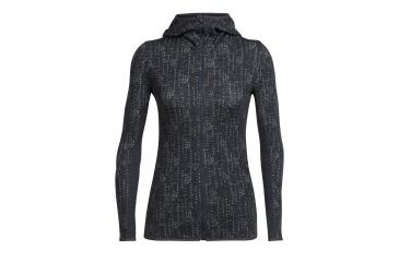 Image of Icebreaker Away Long Sleeve Zip Hood Showers - Women's, Jet Heather/Snow, Medium, 104079001M