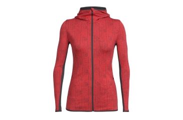 Image of Icebreaker Away Long Sleeve Zip Hood Showers - Women's, Poppy Red/Monsoon, Small, 104079601S