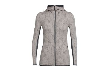 Image of Icebreaker Away Long Sleeve Zip Hood Showers - Women's, Pumice/Monsoon, Extra Small, 104079101XS