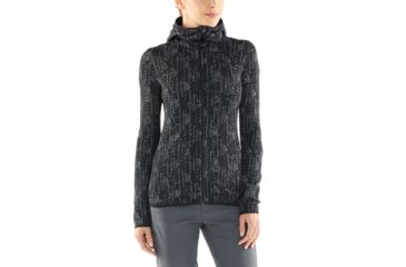 Image of Icebreaker Away Long Sleeve Zip Hood Showers - Women's, Black, Large, 104079002L