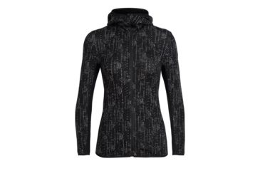 Image of Icebreaker Away Long Sleeve Zip Hood Showers - Women's, Black, Large, 104079002L