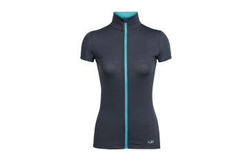 Image of Icebreaker Comet Lite Short Sleeve Zip, Monsoon/Lagoon, L, 104084001L