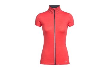 Image of Icebreaker Comet Lite Short Sleeve Zip, Poppy Red/Monsoon, L, 104084601L