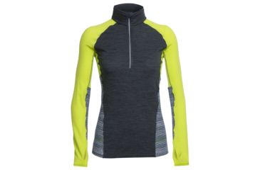 Image of Icebreaker Comet Long Sleeve Half Zip Impulse - Women's-Jet Heather/Cactus-X-Small