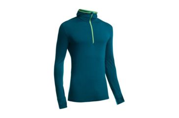 Image of Icebreaker Compass Long Sleeve Half Zip Hood - Men's-Night/Balsam-XX-Large