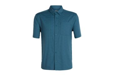 Image of Icebreaker Compass Short Sleeve Shirt - Men's, Thunder/Timberwolf/Dobby, Extra Large, 103611403XL