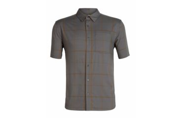 Image of Icebreaker Compass Short Sleeve Shirt - Men's, Timberwolf/Tobacco/Plaid, Medium, 103611004M