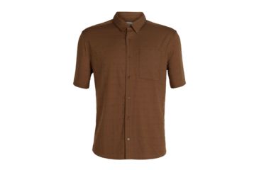 Image of Icebreaker Compass Short Sleeve Shirt - Men's, Tobacco/Monsoon/Dobby, Large, 103611201L