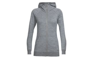 Image of Icebreaker Crush Long Sleeve Zip Hood - Women's, Gritstone Heather, Large, 104093001L
