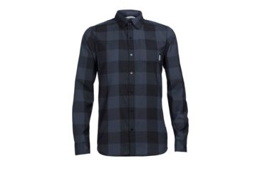 Image of Icebreaker Departure II Long Sleeve Shirt - Men's -Black/Stealth-X-Large