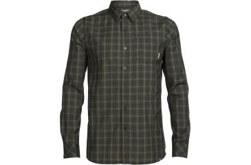 Image of Icebreaker Departure II Long Sleeve Shirt - Men's -Kale/Sulfur/Plaid-Small
