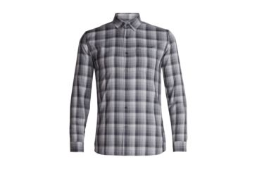 Image of Icebreaker Departure II Long Sleeve Shirt - Mens, Jet Heather/Gritstone Heather/Plaid, 2XL, 104512-002-XXL