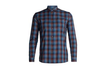 Image of Icebreaker Departure II Long Sleeve Shirt - Mens, Midnight Navy/Granite Blue/Plaid, Medium, 104512-401-M