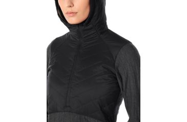 Image of Icebreaker Descender Hybrid Long Sleeve Half Zip Hood - Womens, Black/Jet HTHR, Large, 104281A05L