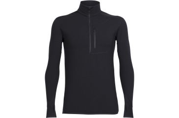 Image of Icebreaker Descender Long Sleeve Half Zip - Men's-Black/Black-Medium