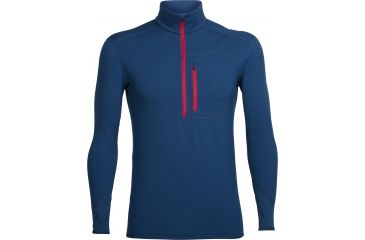 Image of Icebreaker Descender Long Sleeve Half Zip - Men's-Largo/Rocket-X-Large