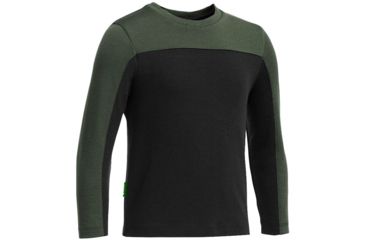 Image of Icebreaker Fervor Long Sleeve Crew - Boys-Black/Conifer-6