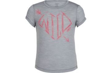 Image of Icebreaker Girls Spheria Short Sleeve Wild Arrow Top - Girls -6-Fossil heather