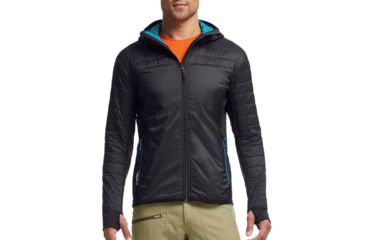 Image of Helix Long Sleeve Zip Hood - Mens-Carbon/Alpine-Large