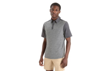 Image of Icebreaker Hike Short Sleeve Top - Mens, Monsoon/Gritstone Heather/Cb, Extra Small, IB0A56OK789XS