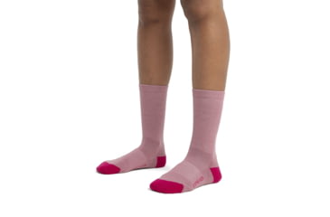 Image of Icebreaker Lifestyle Light Crew Socks - Women's, Crystal/Electron Pink, Medium, IBIBN313A56M