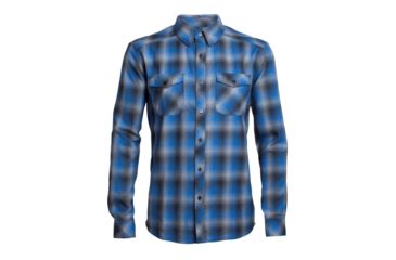 Image of Icebreaker Lodge Long Sleeve Flannel Shirt - Men's-Pelorus/Stealth/Fossil-Small