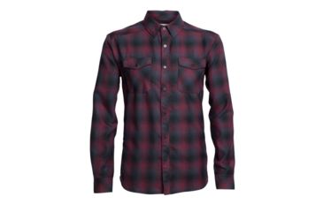 Image of Icebreaker Lodge Long Sleeve Flannel Shirt - Men's-Redwood/Stealth/Black-Small