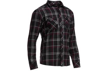 Image of Icebreaker Lodge Long Sleeve Flannel Shirt - Mens-Carbon/Redwood-Medium